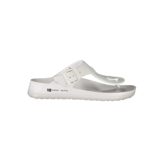 Norway 1963 White Plastic Women Sandal with adjustable buckle, elegant design and durable construction for summer fashion.