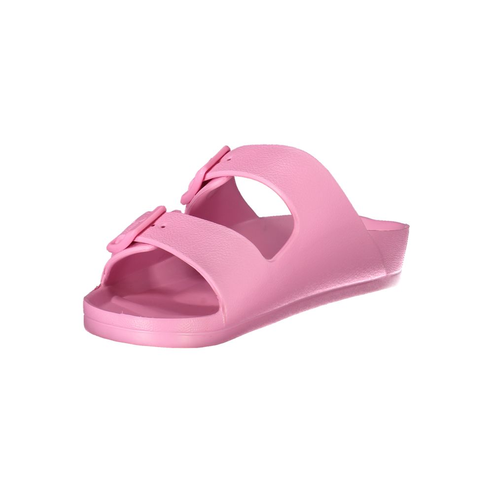 Norway 1963 Pink Plastic Women Sandal with twin buckles and playful design