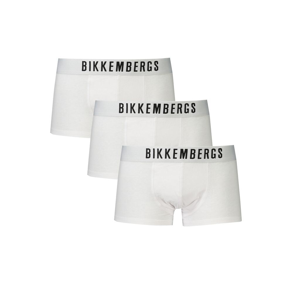 Tripack of Bikkembergs White Cotton Underwear with logo print and elastic waistband for elegance and comfort
