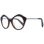 Yohji Yamamoto Brown Unisex Glasses Frame, round full-rim acetate with demo lenses, size 51-20-140, includes branded soft case.
