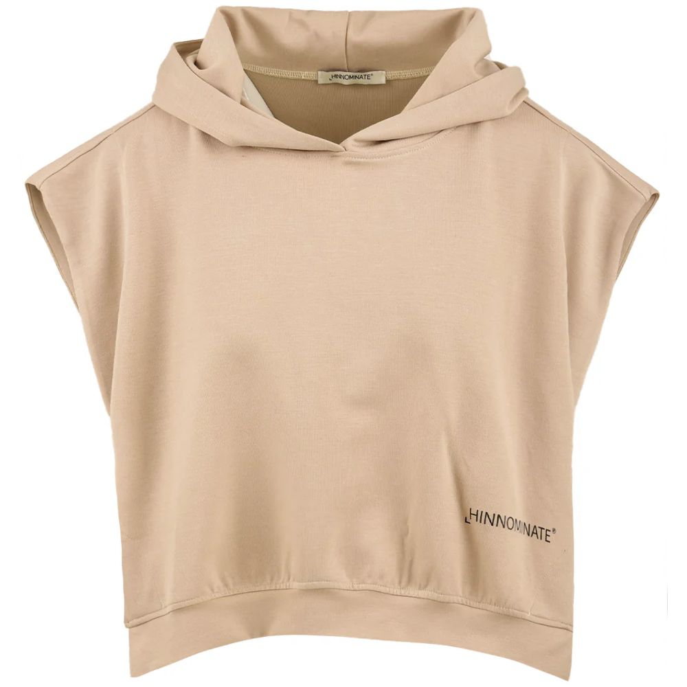 Hinnominate Beige Cotton Women Sleeveless Hoodie