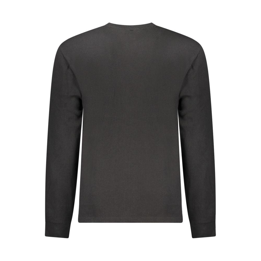 Calvin Klein Black Cotton Men Sweater, back view showcasing long sleeves and crew neck design.