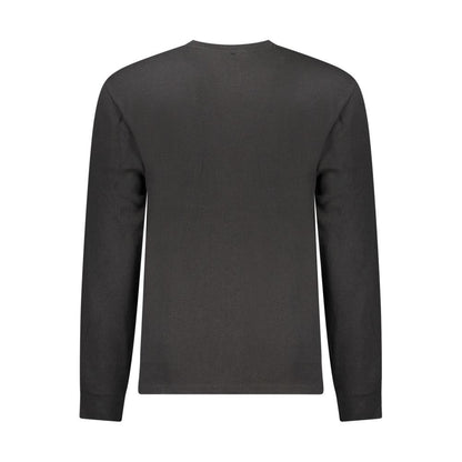 Calvin Klein Black Cotton Men Sweater, back view showcasing long sleeves and crew neck design.