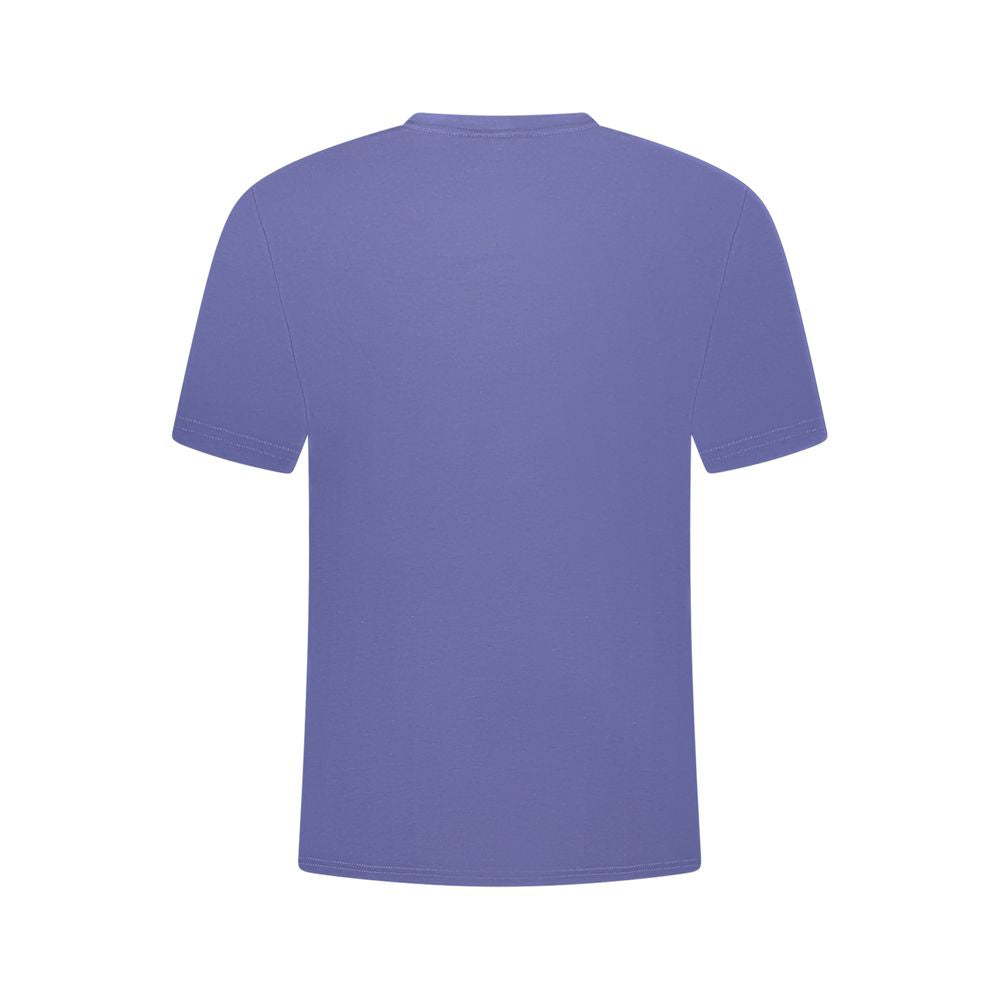 Back view of K-WAY Blue Cotton Men T-Shirt with short sleeves.