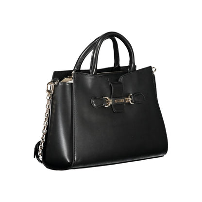 Guess Jeans Black Polyethylene Handbag with handles, adjustable shoulder strap, external pocket, and zip closure