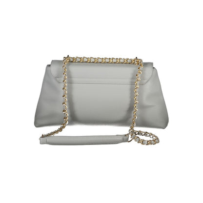 Mario Valentino Gray Polyethylene Handbag with chain shoulder strap, internal pocket, and clip closure