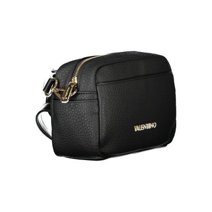 Mario Valentino Black Polyethylene Handbag with adjustable and removable shoulder strap, zip closure, and multiple pockets.