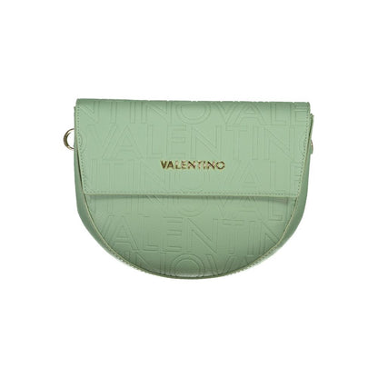 Mario Valentino Green Polyethylene Handbag with logo and removable straps, featuring internal compartments and pockets.