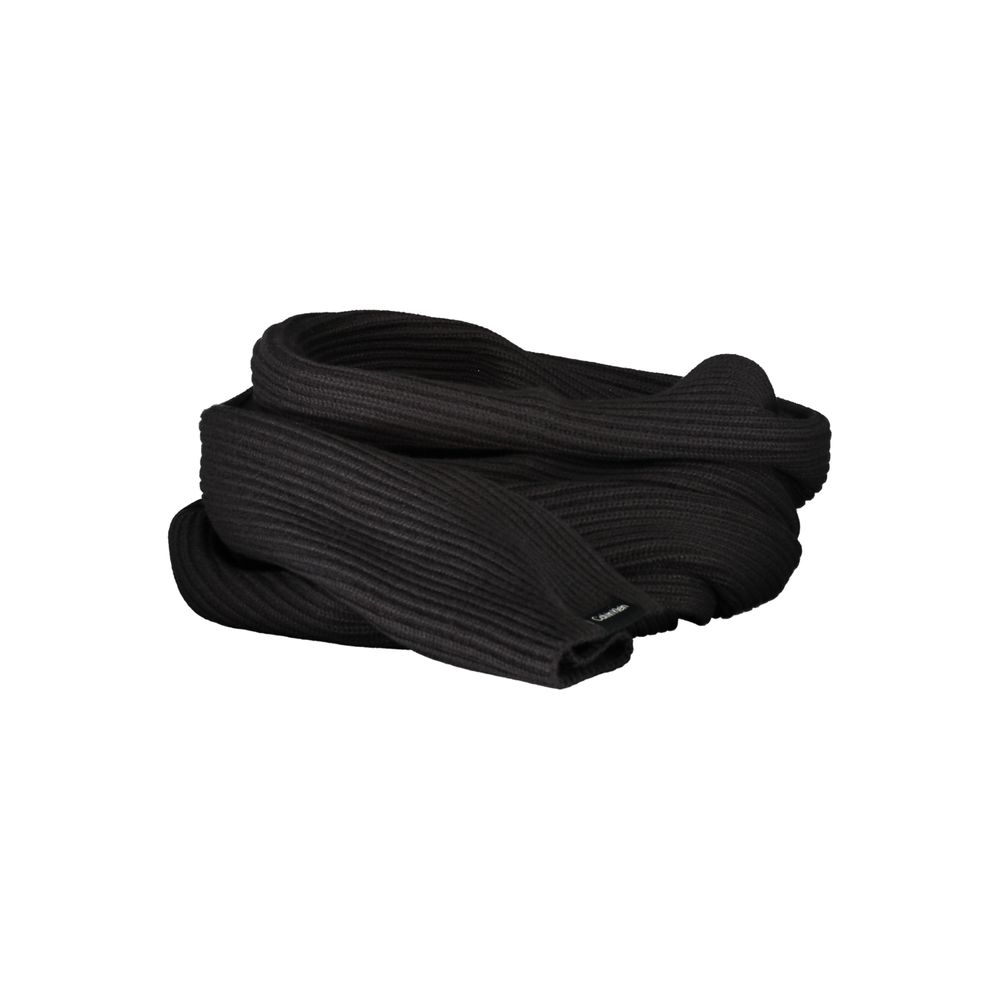 Calvin Klein Black Cotton Scarf, 30x160 cm, featuring logo design, perfect for an elegant and stylish look.