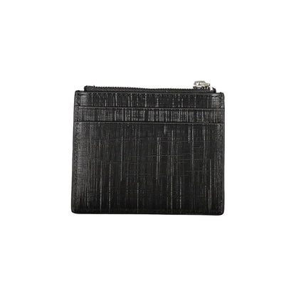 Calvin Klein Black Leather Wallet with card holder, central pocket, and zip closure featuring logo detail.