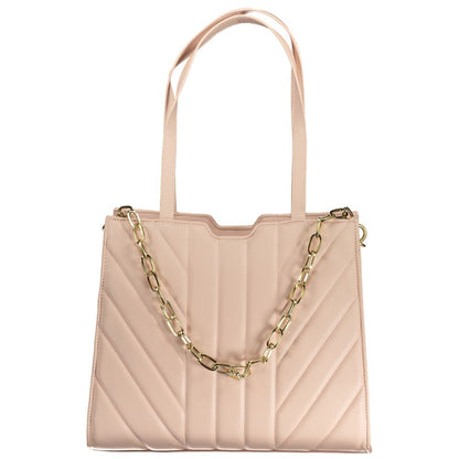 Mario Valentino Pink Polyethylene Handbag with chain shoulder handle and two compartments