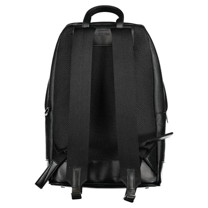 Back view of Calvin Klein Black Polyester Backpack with adjustable straps and handle.