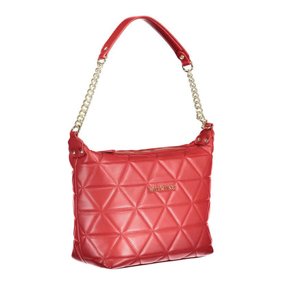 Mario Valentino Red Polyethylene Handbag with chain handle and contrasting details, featuring internal phone holder spaces and logo.