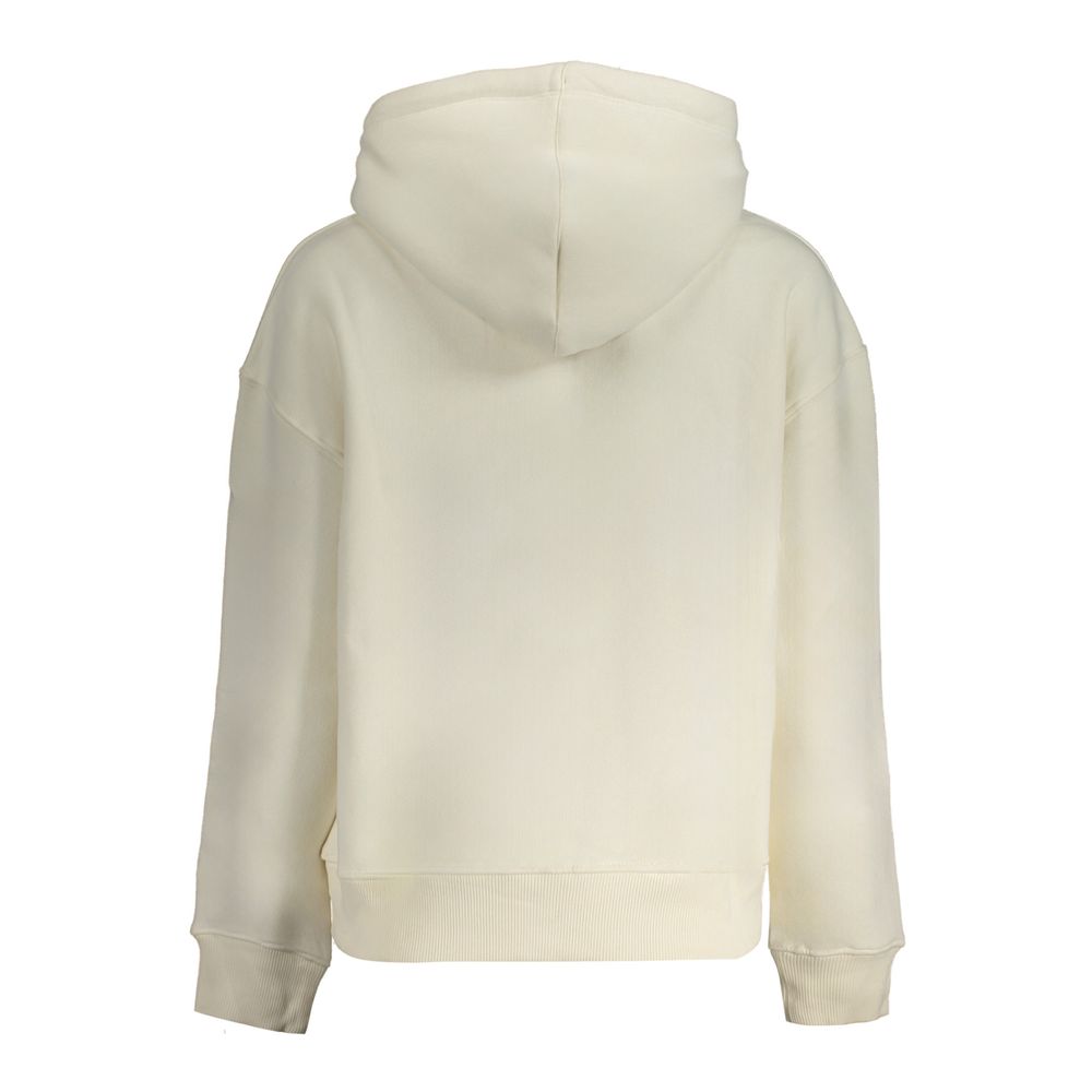 Back view of Pepe Jeans White Cotton Women Sweater showcasing hood and long sleeves
