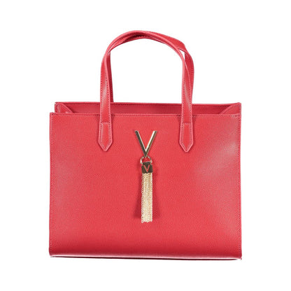 Mario Valentino Red Polyethylene Handbag with handles and detachable strap, featuring internal pockets and contrasting details