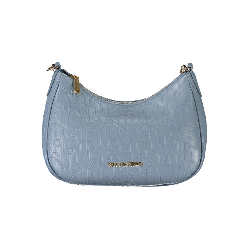 Mario Valentino Blue Polyethylene Handbag with zip closure, adjustable strap, internal pockets, and contrasting details