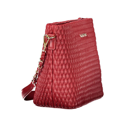 Mario Valentino Red Polyethylene Handbag with removable shoulder strap and contrasting details.