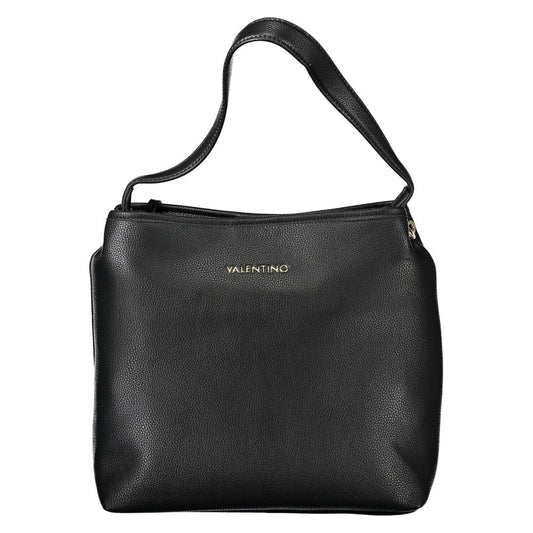 Mario Valentino Black Polyethylene Handbag with shoulder handle, adjustable strap, internal pouch, and logo.