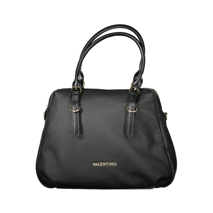 Mario Valentino Black Polyethylene Handbag with adjustable handles and removable strap, featuring internal pocket and contrasting details.