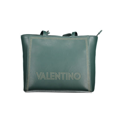 Mario Valentino Green Polyethylene Handbag with logo, featuring 2 handles, internal pocket, phone spaces, and zip closure.