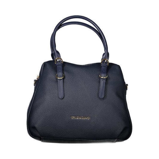 Mario Valentino Blue Polyethylene Handbag with adjustable handles and strap, internal pocket, contrasting details, and zip closure.