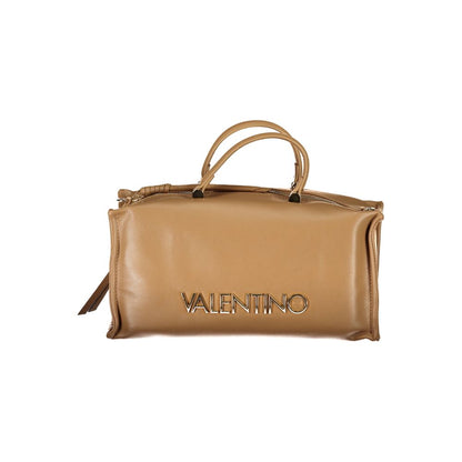 Mario Valentino Beige Polyethylene Handbag with adjustable strap, two handles, external and internal pockets, and zip closure.