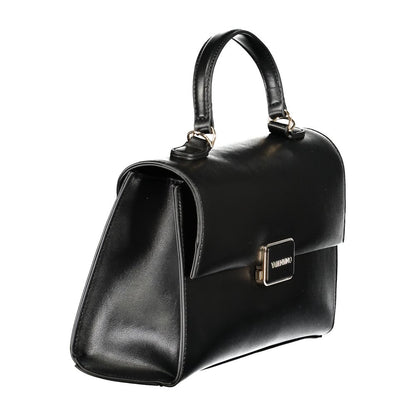 Mario Valentino Black Polyethylene Handbag with handle, shoulder strap, compartments, central pocket, and protective feet.