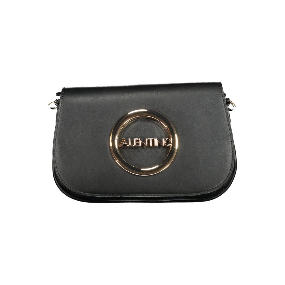 Mario Valentino Black Polyethylene Handbag with adjustable strap, internal pockets, zip closure, and logo detail