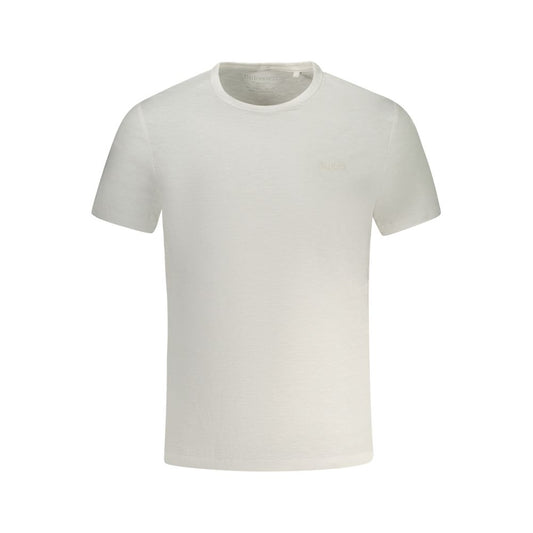 Guess Jeans White Cotton T-Shirt, short sleeve, slim fit, crew neck, with logo embroidery, perfect casual wear for men.