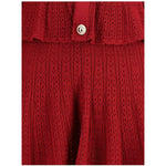 Self-Portrait Pointelle knit short Dress SE-PF25093SBUBURGUNDY-M