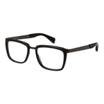 Yohji Yamamoto Brown Unisex Glasses Frame, full-rim acetate, rectangle style with demo lenses and no spring hinge, includes branded soft case.