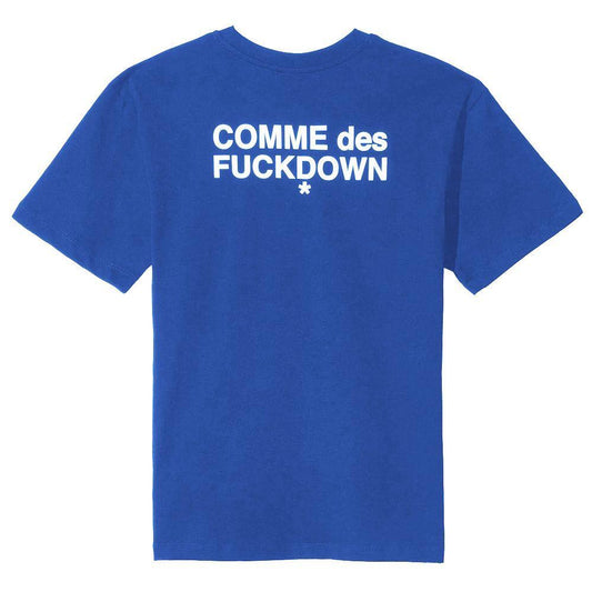 Comme Des Fuckdown Blue Cotton Tops & T-Shirt CO-15664-XS