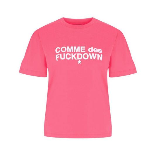 Comme Des Fuckdown Pink Cotton Tops & T-Shirt CO-15666-XS
