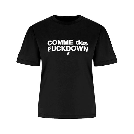 Comme Des Fuckdown Black Cotton Tops & T-Shirt CO-15667-S