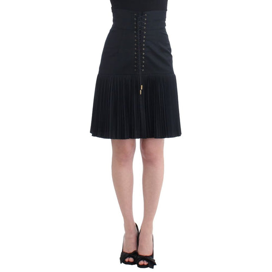 Roberto Cavalli Black Wool Skirt CA-1379-IT40