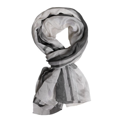 Dolce & Gabbana White Black Silk Warmer Wrap Foulard Scarf