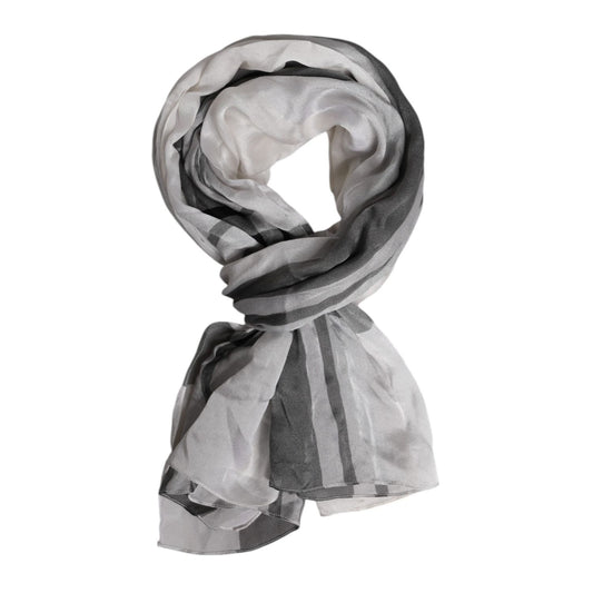 Dolce & Gabbana White Black Silk Warmer Wrap Foulard Scarf MS7473