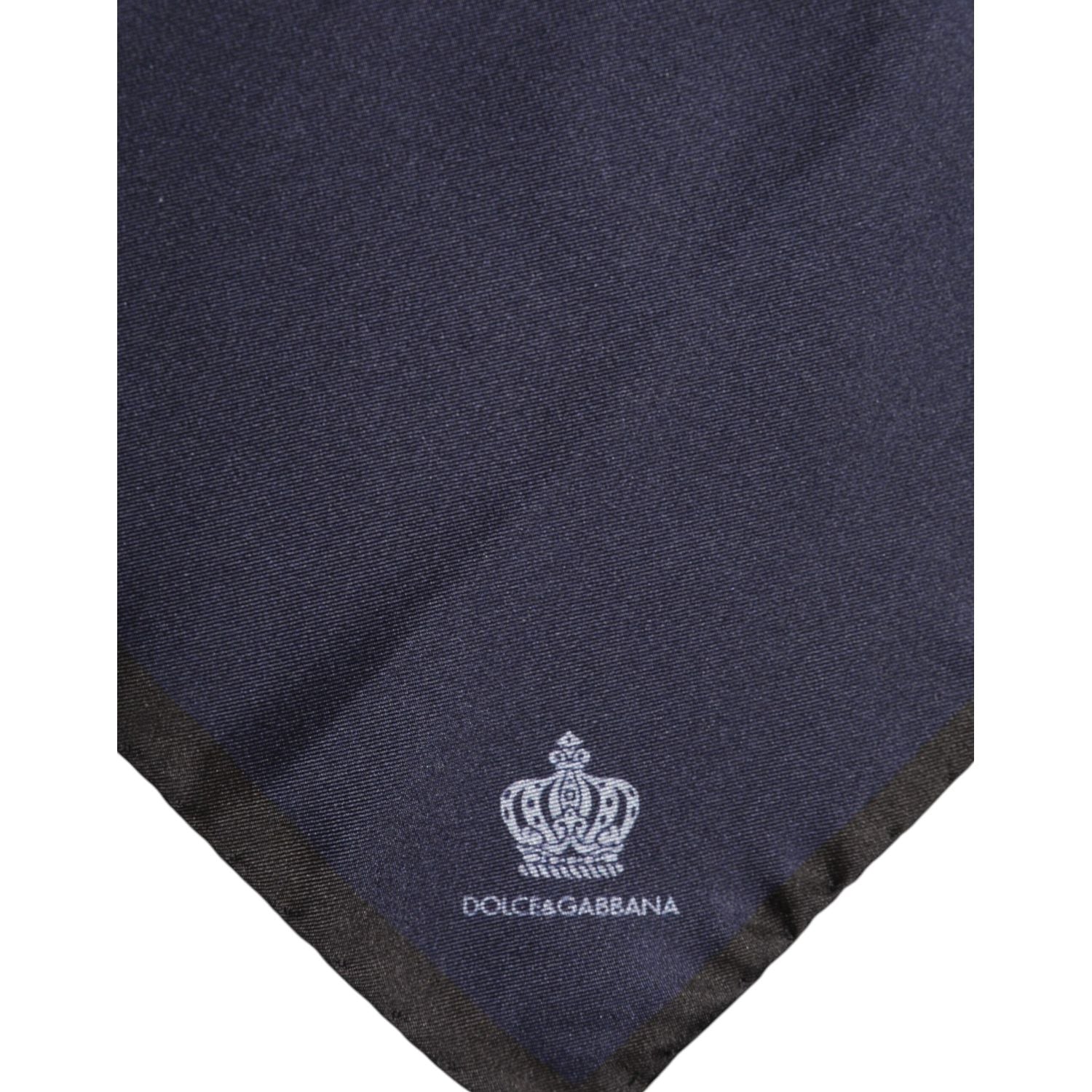 Dolce & Gabbana Blue DG Crown Silk Square Men Foulard Scarf