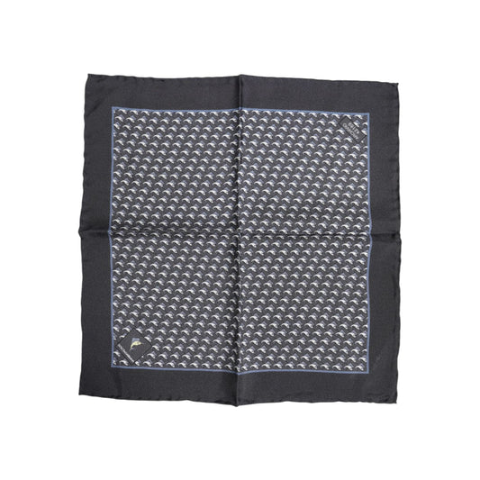 Dolce & Gabbana Black Fish Print Silk Square Men Foulard Scarf MS7506