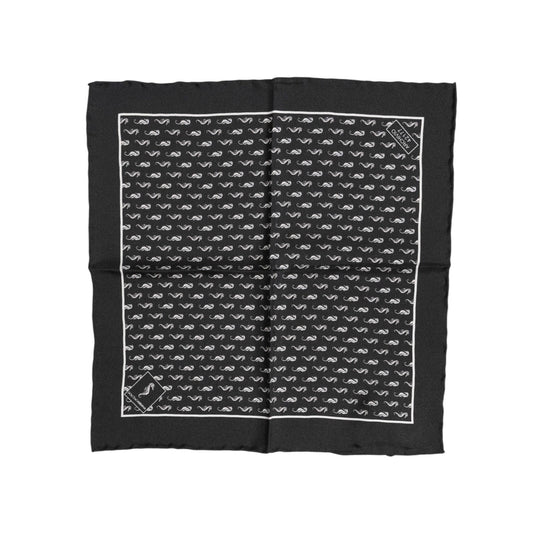 Dolce & Gabbana Black Sea Horse Silk Square Men Foulard Scarf MS7509