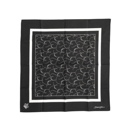 Dolce & Gabbana Black White Printed Square Men Foulard Scarf MS7515