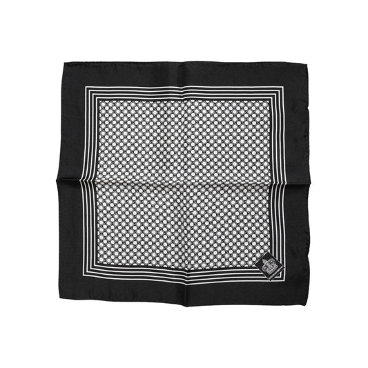 Dolce & Gabbana Black White Patterned Square Men Foulard Scarf MS7518