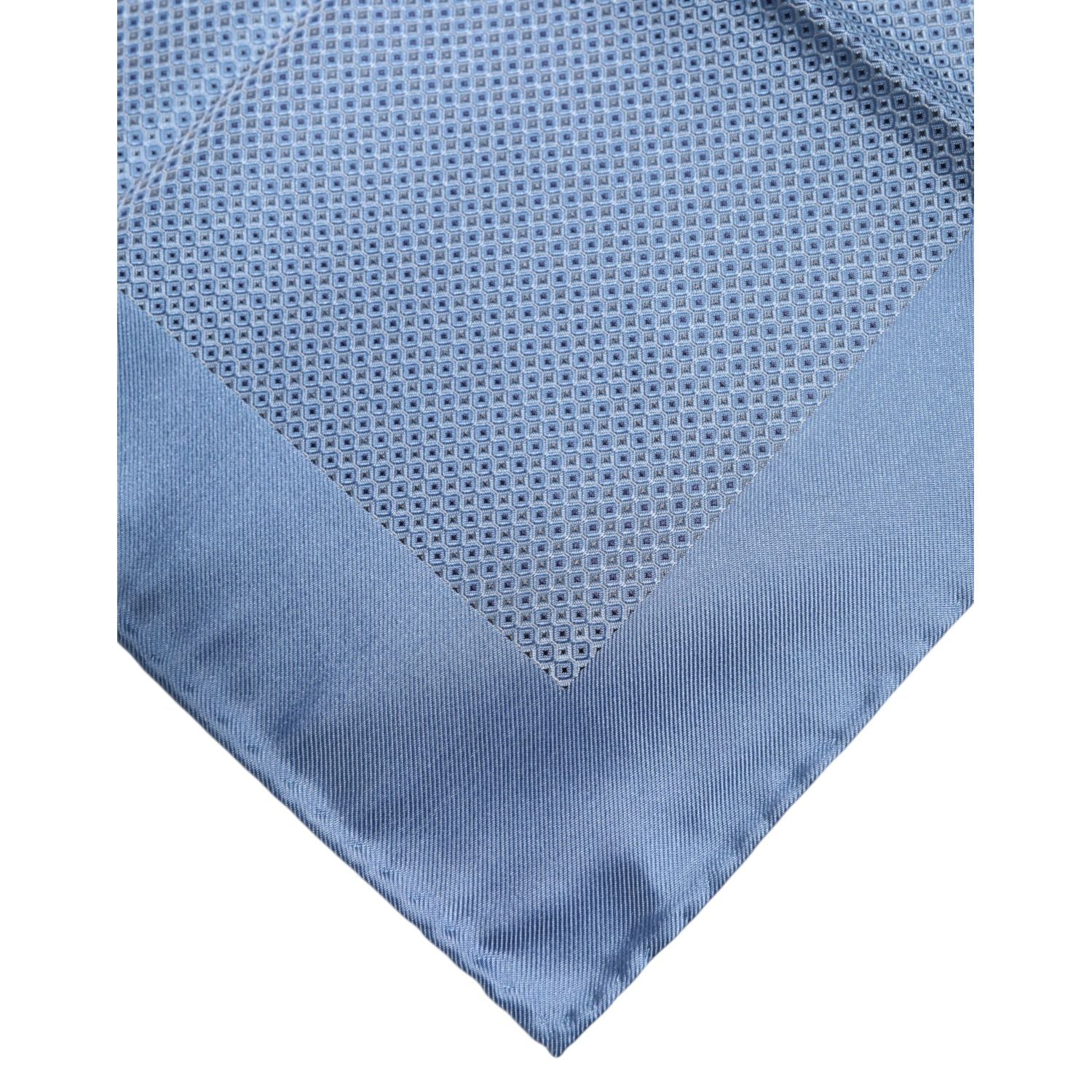Dolce & Gabbana Light Blue Silk Square Men Foulard Scarf