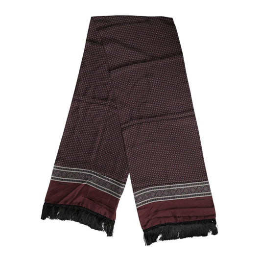 Dolce & Gabbana Maroon Dotted Silk Fringes Foulard Scarf MS7537