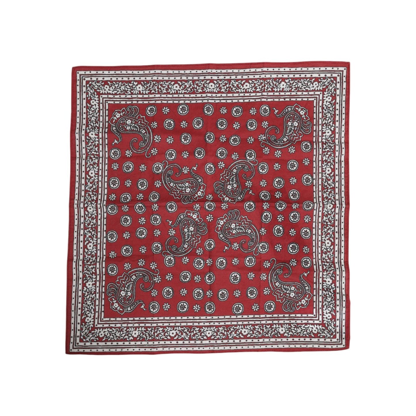 Dolce & Gabbana Red Floral Cotton Square Foulard Scarf
