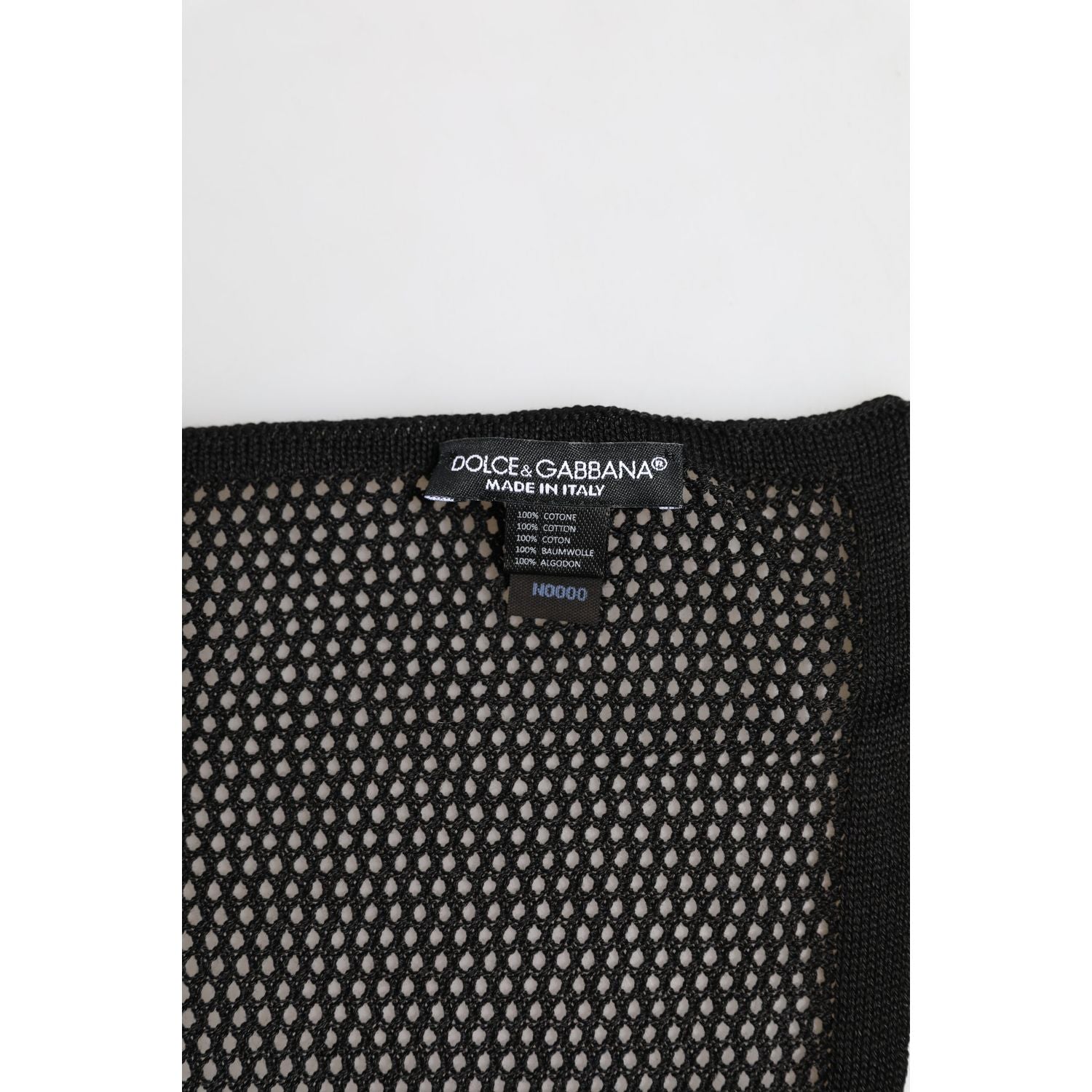 Dolce & Gabbana Black Patterned Cotton Square Foulard Scarf