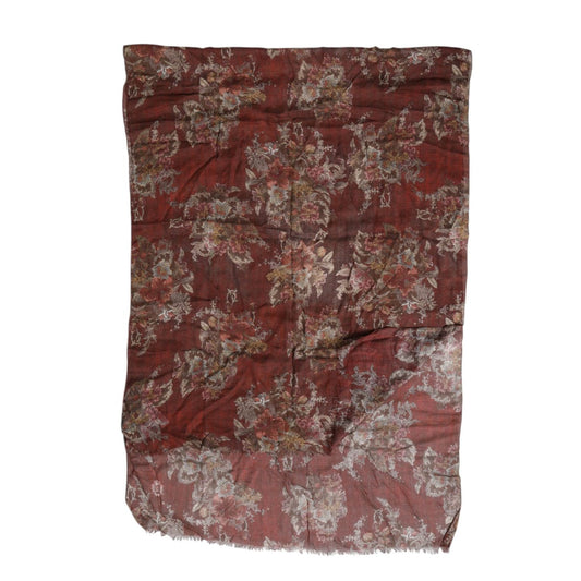Dolce & Gabbana Maroon Floral Neck Warmer Foulard Scarf MS7553