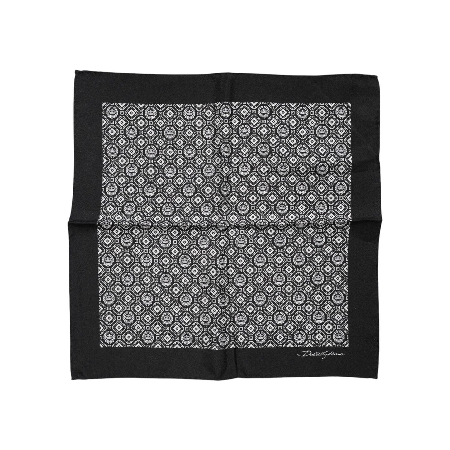 Dolce & Gabbana Black White Patterned Square Foulard Scarf
