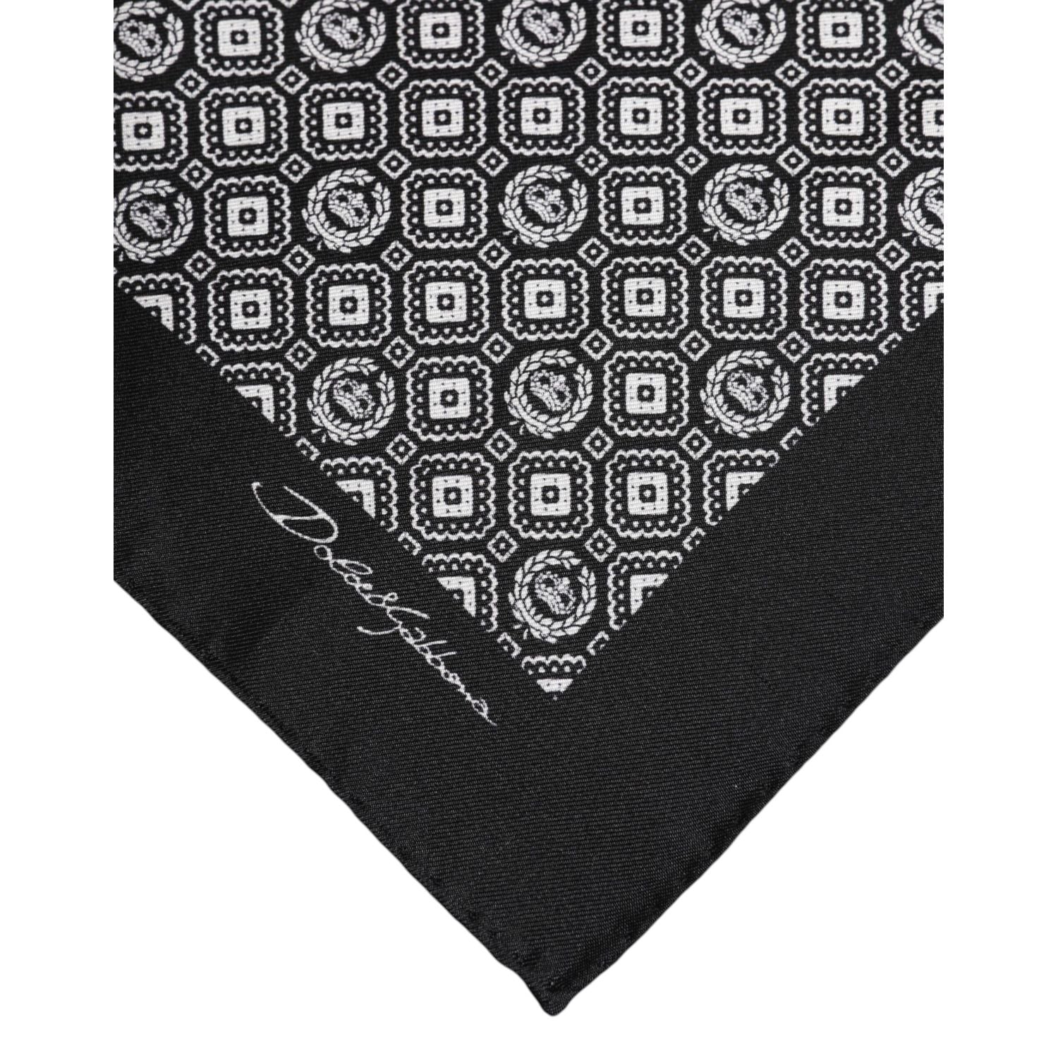 Dolce & Gabbana Black White Patterned Square Foulard Scarf