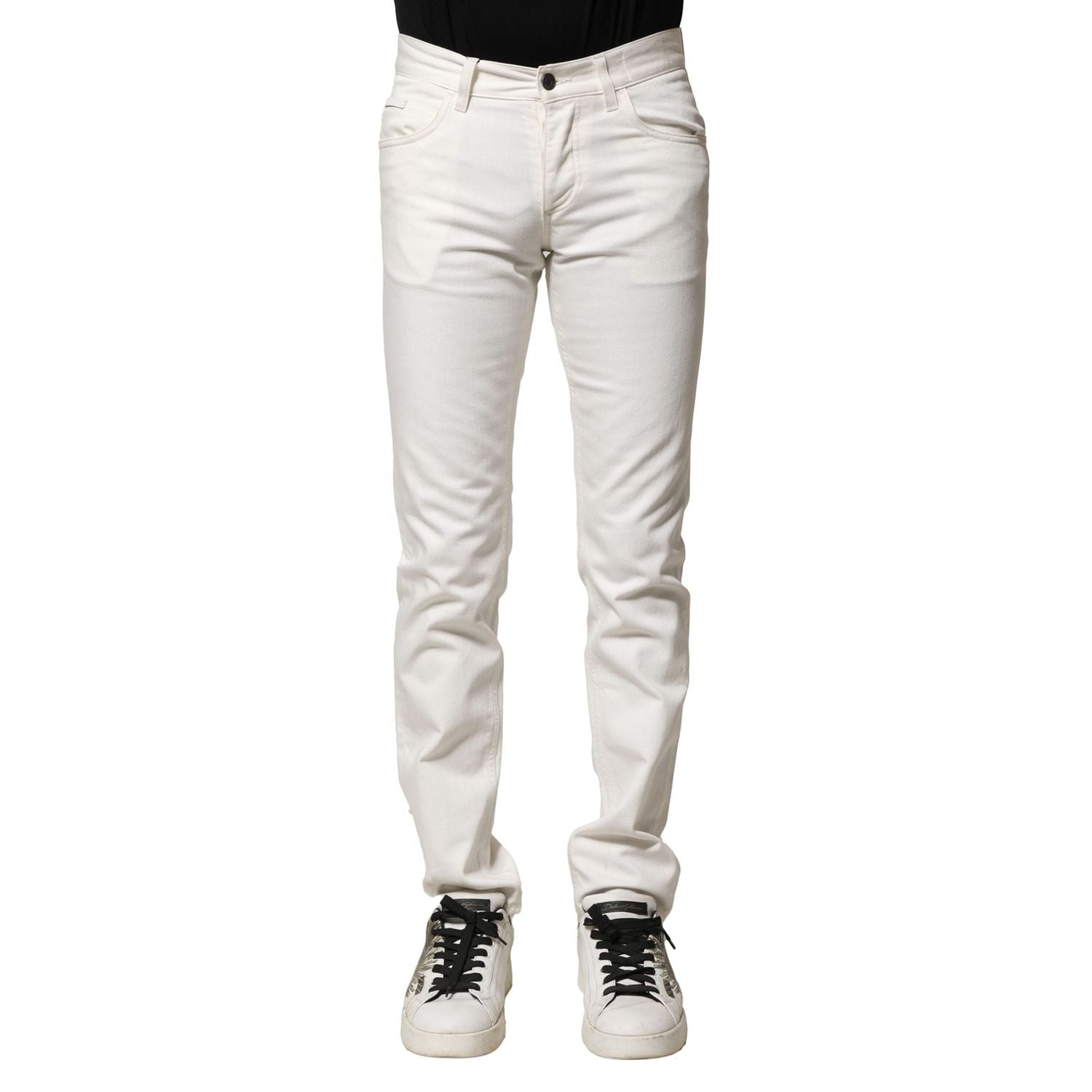 Dolce & Gabbana White Cotton Skinny Men Denim Jeans